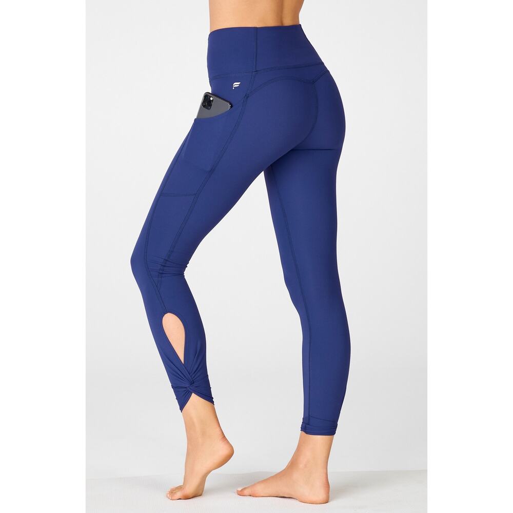 Fabletics Oasis PureLuxe High-Waisted Twist 7/8 Leggings XS Navy 4-Way Stretch
